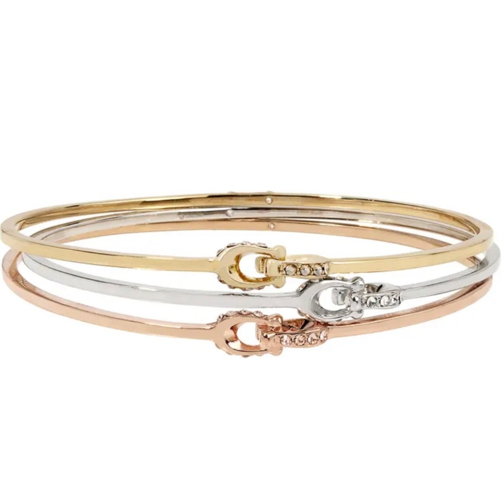 Coach Set of 3 Pavé Logo Link Bangles
